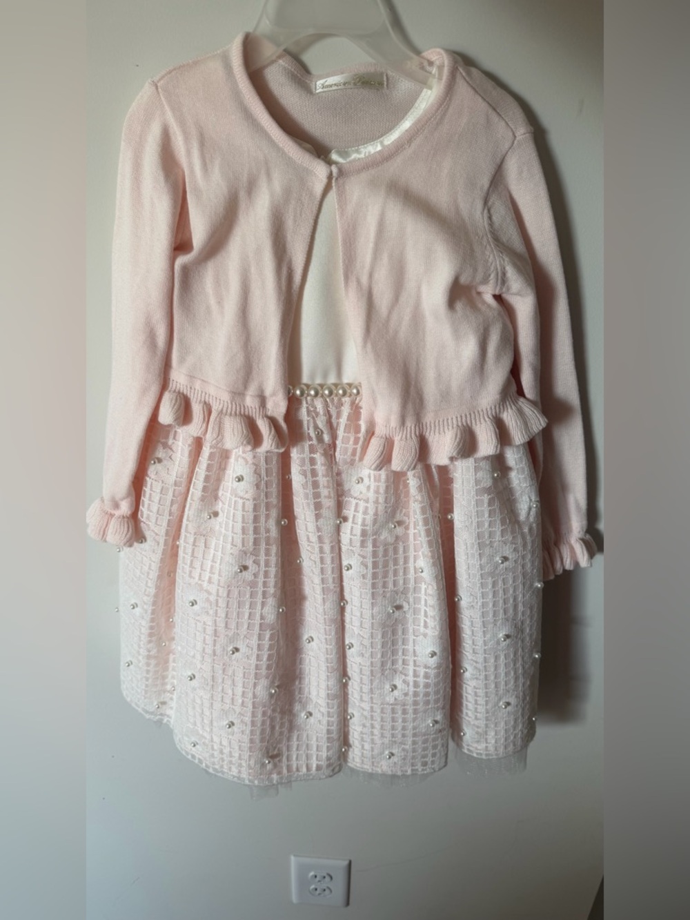 American Princess Toddler Girl Pearl Pink Cream Dress Size 4